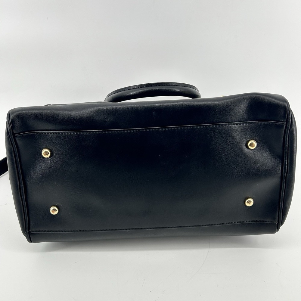 CUORE & PELLE Celeste Leather Dr. Style Satchel Black & Gold - Picture 9 of 15